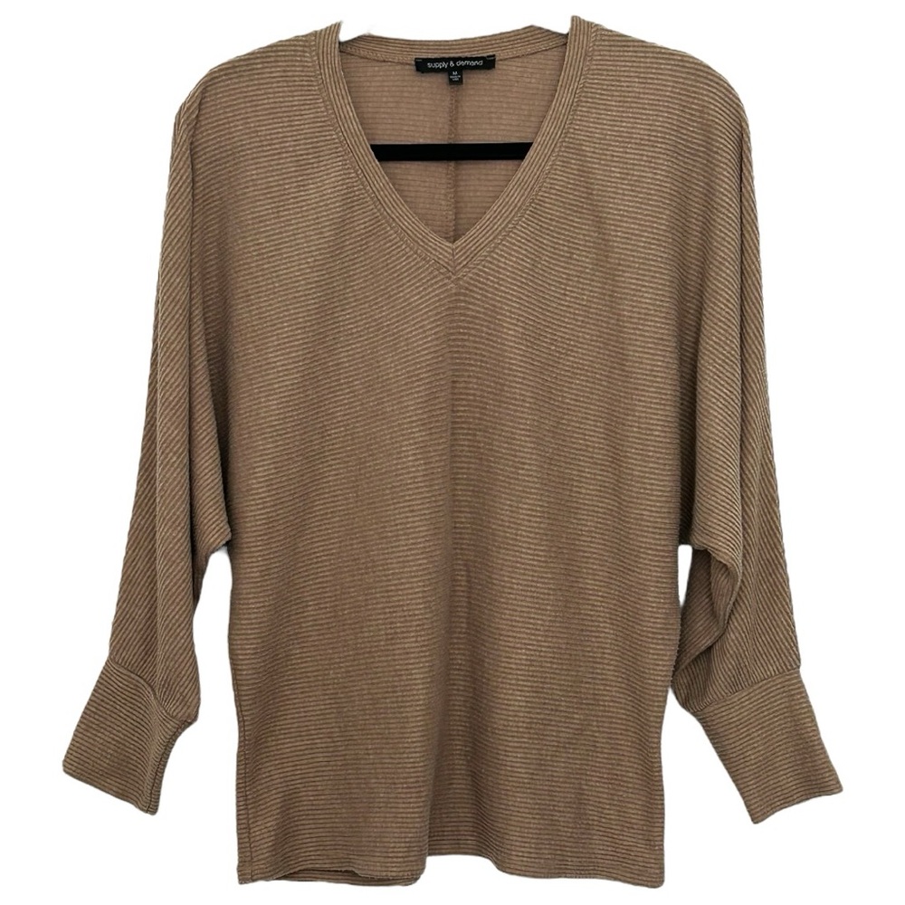 Supply &‎ Demand Women’s Dolman Sleeve V-Neck Tan Top  Sz M